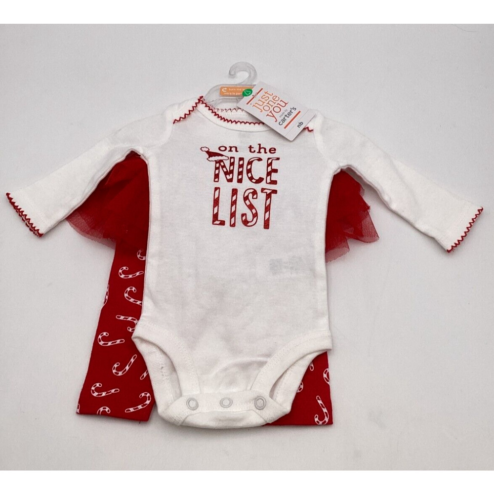 Carters Just One You On The Nice List Bodysuit Pants Set. Newborn. NEW